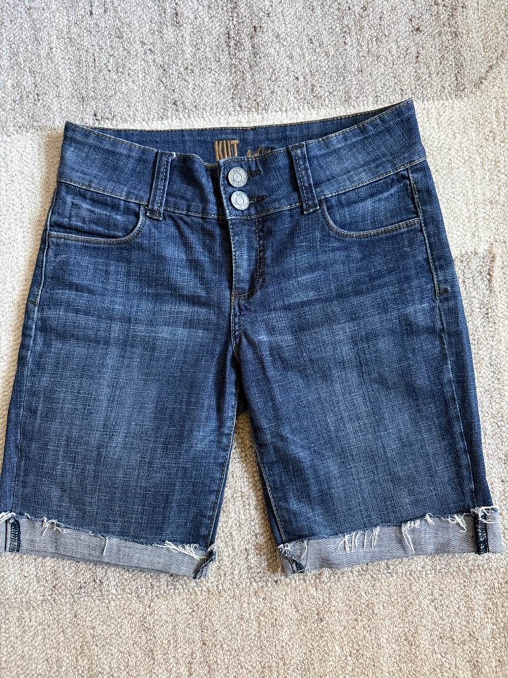 Kut from the Kloth Dark Blue Rolled Hem Denim Shorts